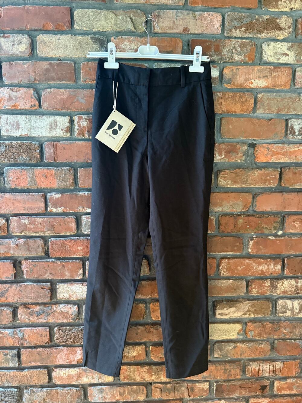 NWT Frank And Oak Black Slim High-Rise Dress Trousers
